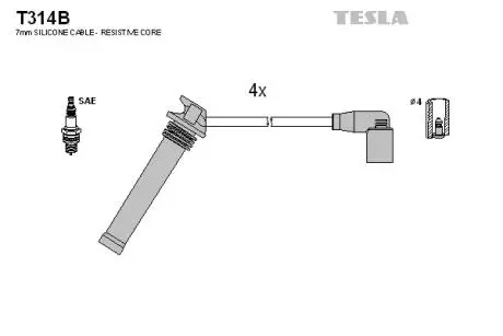 Комплект кабелей зажигания TESLA T314B