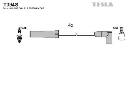 Провода свечные 21214 инж моновпрыск (силикон) TESLA T394S (фото 1)