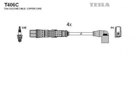 Комплект кабелів запалювання TESLA T406C (фото 1)