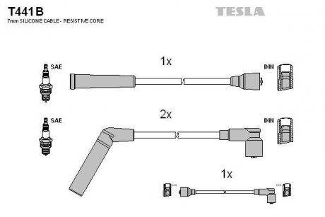 Комплект кабелів високовольтних TESLA T441B (фото 1)