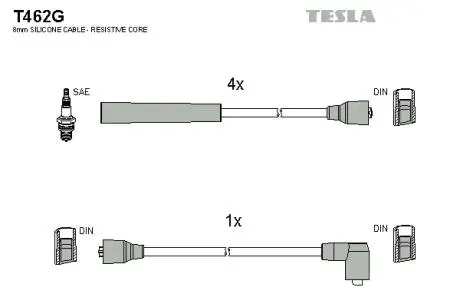 Комплект кабелів запалювання TESLA T462G
