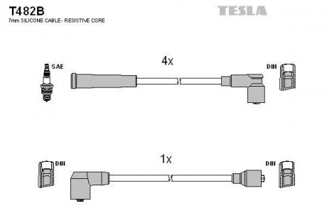 Комплект кабелей зажигания TESLA T482B