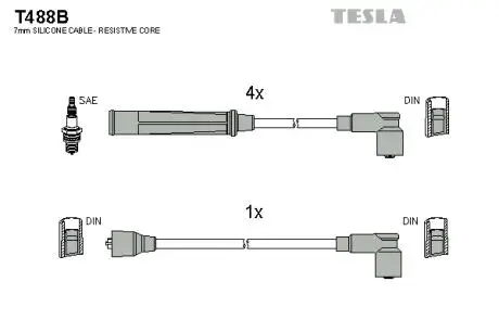Комплект кабелів запалювання TESLA T488B