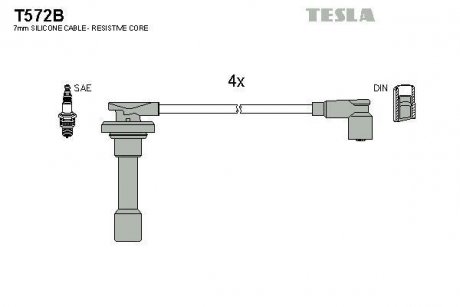 Комплект кабелів запалювання TESLA T572B (фото 1)