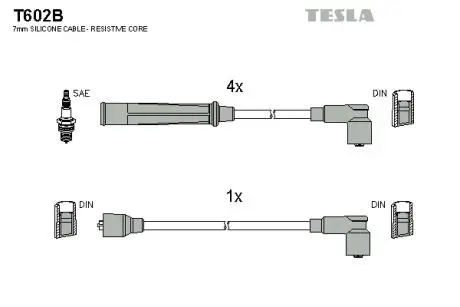 Комплект кабелей зажигания TESLA T602B