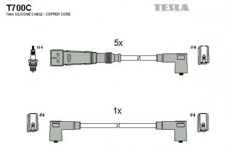 Комплект кабелів запалювання TESLA T700C