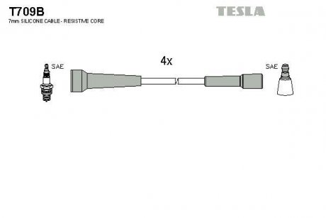 Комплект кабелів запалювання TESLA T709B (фото 1)