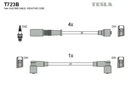 Комплект кабелей зажигания TESLA T723B