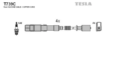 Провід високовольтні, комплект Mercedes-benz A-class (w169) 1.5 (04-12) TESLA T739C