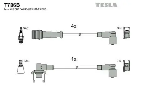 Комплект кабелей зажигания TESLA T786B