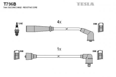 Комплект кабелів запалювання TESLA T796B (фото 1)