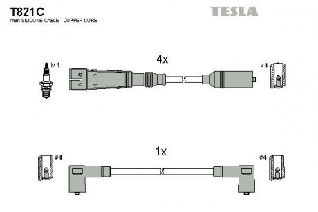 Комплект кабелей зажигания TESLA T821C (фото 1)