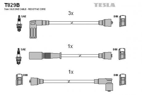 Комплект кабелів запалювання TESLA T829B (фото 1)