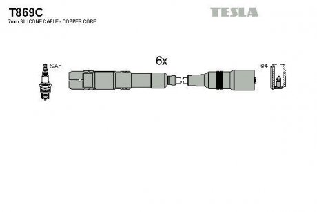 Комплект кабелів запалювання TESLA T869C