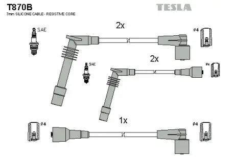 Провода высоковольтные, комплект Opel Vectra b 1.6 (95-03),Opel Vectra b 1.6 (95-02) TESLA T870B