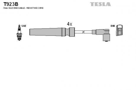 Провода свечные Лачетти 1,6 (силикон) TESLA T923B (фото 1)