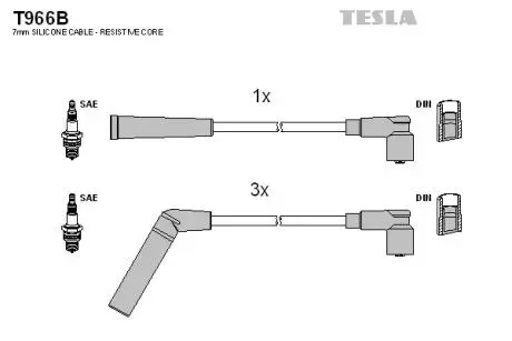 Комплект кабелів запалювання TESLA T966B