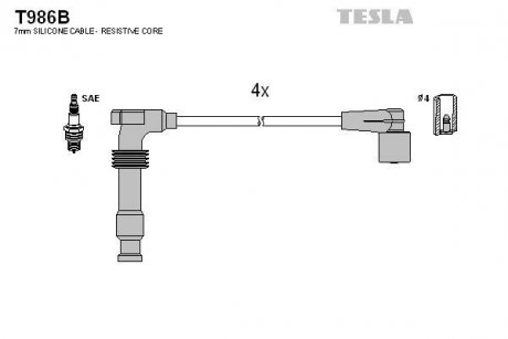 Провода свечные Лачетти 1,8 (силикон) TESLA T986B