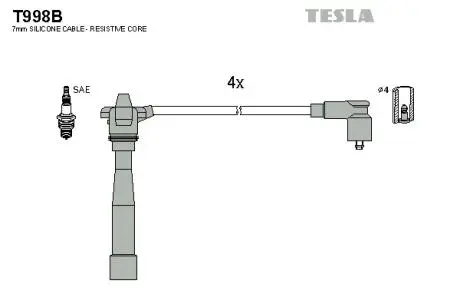 Комплект кабелів запалювання TESLA T998B