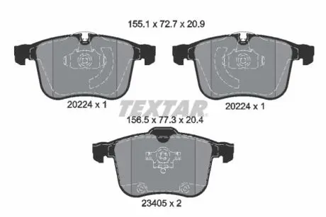 Гальмівні колодки, дискове гальмо (набір) TEXTAR 2022401