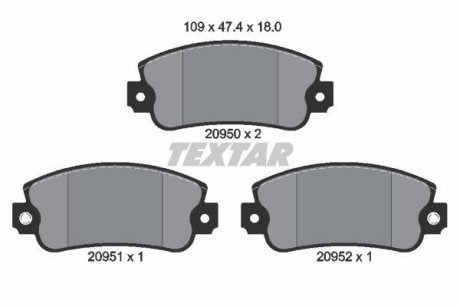 Тормозные колодки, дисковый тормоз.) TEXTAR 2095006 (фото 1)