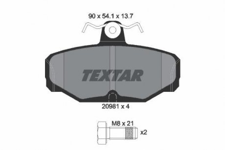 Тормозные колодки, дисковый тормоз.) TEXTAR 2098101 (фото 1)