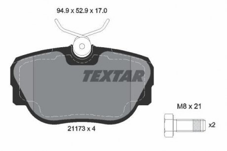 Тормозные колодки, дисковый тормоз.) TEXTAR 2117302 (фото 1)