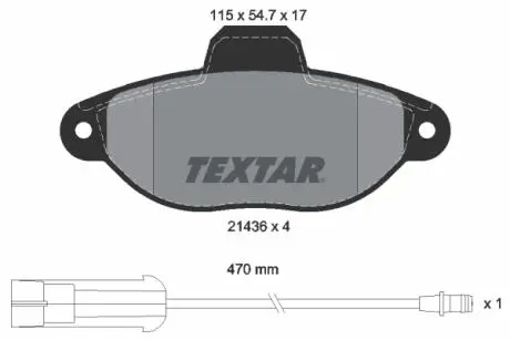Гальмівні колодки, дискове гальмо (набір) TEXTAR 2143603
