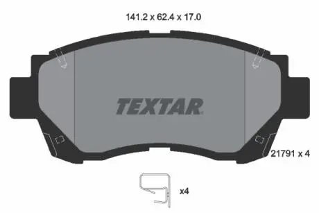 Гальмівні колодки, дискове гальмо (набір) TEXTAR 2179101