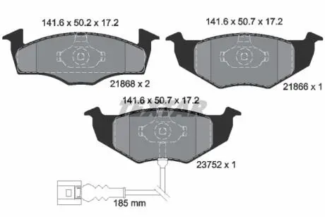 Гальмівні колодки, дискове гальмо (набір) TEXTAR 2186801