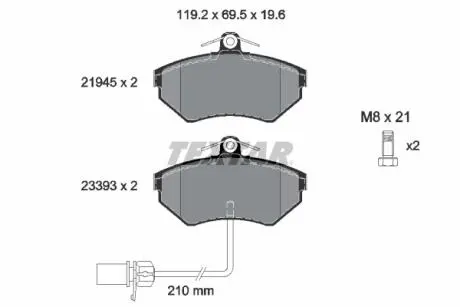 Тормозные колодки, дисковые. TEXTAR 2194504