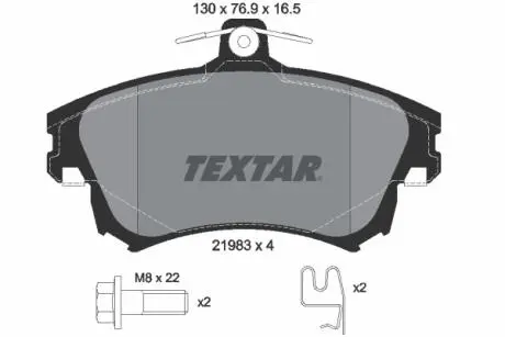 Гальмівні колодки, дискове гальмо (набір) TEXTAR 2198304