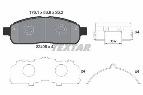 Колодки гальмівні (передні) Ford F-150/Lincoln Mark LT 05- TEXTAR 2240601