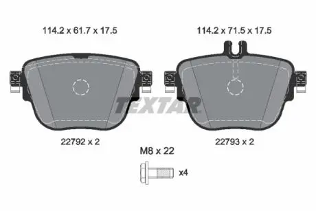 Колодки гальмівні (задні) MB E-class (W213/S213) 16- (TRW) Q+ TEXTAR 2279201
