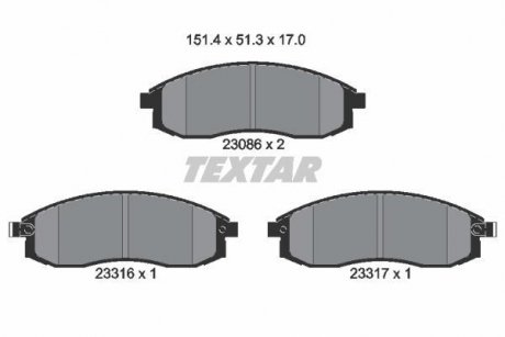 Тормозные колодки, дисковый тормоз.) TEXTAR 2308601