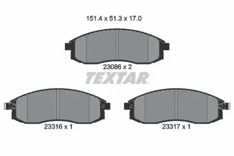 Гальмівні колодки, дискове гальмо (набір) TEXTAR 2308601