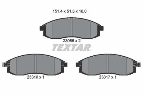 Гальмівні колодки, дискове гальмо (набір) TEXTAR 2308602