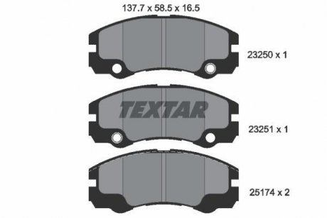 Тормозные колодки, дисковый тормоз.) TEXTAR 2325001