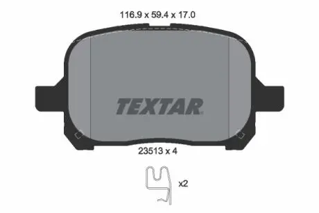 Гальмівні колодки, дискове гальмо (набір) TEXTAR 2351302