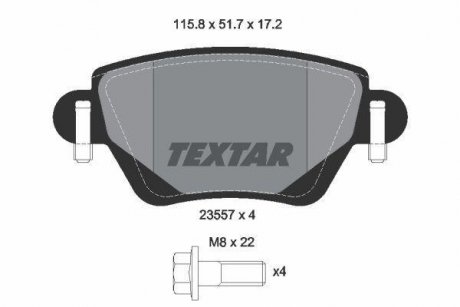 Гальмівні колодки, дискове гальмо (набір) TEXTAR 2355701