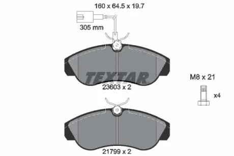 Тормозные колодки, дисковый тормоз.) TEXTAR 2360301