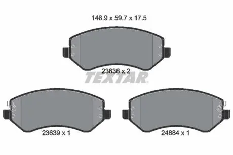Тормозные колодки, дисковый тормоз.) TEXTAR 2363801
