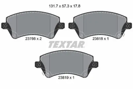 Гальмівні колодки, дискове гальмо (набір) TEXTAR 2376601