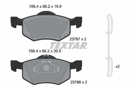 Комплект гальмівних колодок передн, FORD MAVERICK 2.0/3.0 02.01- TEXTAR 2378704
