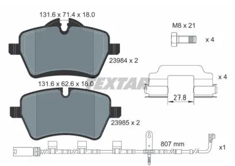 Гальмівні колодки MINI (R56), 11.05-01 TEXTAR 2398407