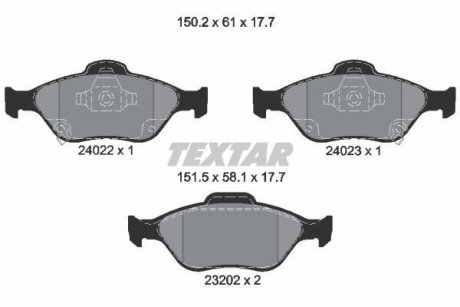 Колодки гальмівні (передні) Toyota Yaris 1.0-1.4 05- (Teves) TEXTAR 2402201 (фото 1)