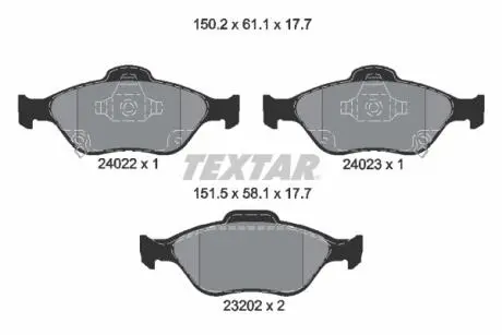Тормозные колодки (передние) Toyota Yaris 1.0-1.4 05- (Teves) TEXTAR 2402201