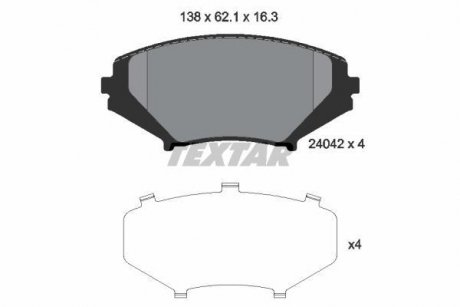 Гальмівні колодки, дискове гальмо (набір) TEXTAR 2404201 (фото 1)