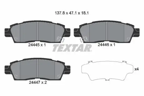 Тормозные колодки, дисковый тормоз.) TEXTAR 2444501