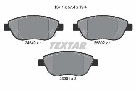 Гальмівні колодки, дискове гальмо (набір) TEXTAR 2454901